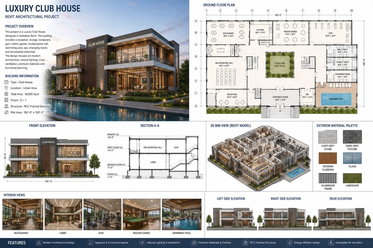 Luxury Club House Revit Architectural BIM Project